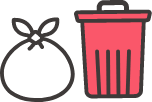 ゴミ箱とゴミ袋のイラスト